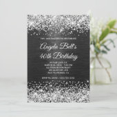 Silver Glitter Black, geborsteld Metaal 40e verjaa Kaart (Staand voorkant)
