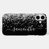 Silver Glitter Black Girly Signature Case-Mate iPhone Case (Achterkant (horizontaal))