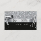 Silver Glitter & Black Glam Hair Stylist Visitekaartje (Voorkant)