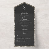 Silver Glitter & Black Glam Modern No Dinner All In One Uitnodiging (Binnen)