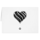 Silver Glitter Black Heart Table Place Card (Achterkant Horizontaal)