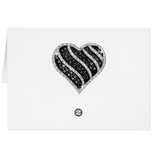 Silver Glitter Black Heart Table Place Card (Achterkant Horizontaal)