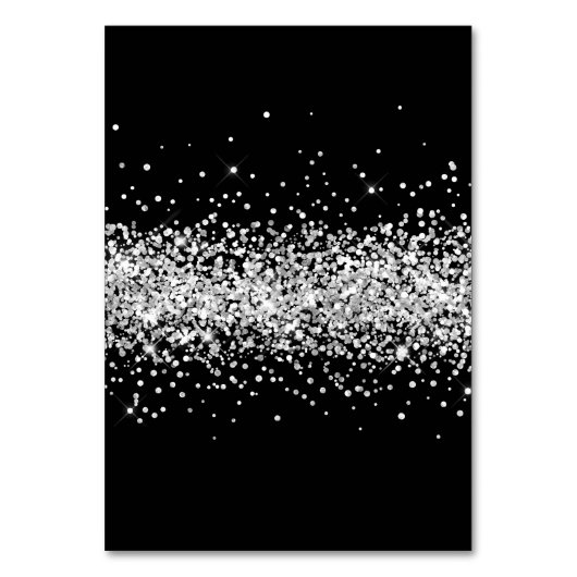 Silver Glitter Black Individuele Naam Plaats Kaart (Achterkant)