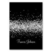 Silver Glitter Black Individuele Naam Plaats Kaart (Voorkant)