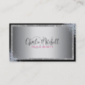 Silver Glitter Black Lijst Visitekaartje (Voorkant)