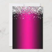 Silver Glitter Black Magenta Ombre Quinceañera Kaart (Achterkant)