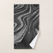 Silver Glitter Black Marmer Bad Handdoek (Handdoek)