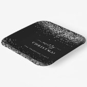 Silver Glitter Black Name Merry Kerstry Papieren Bordje (Gebogen)
