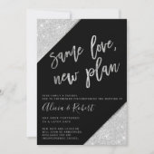 Silver glitter Black new plan uitgesteld Save The Date (Voorkant)