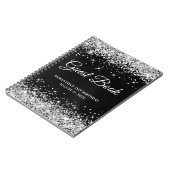 Silver Glitter Black Ombre 21st Birthday Guestbook Notitieboek (Linkerzijde)
