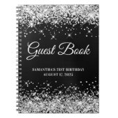 Silver Glitter Black Ombre 21st Birthday Guestbook Notitieboek (Voorkant)