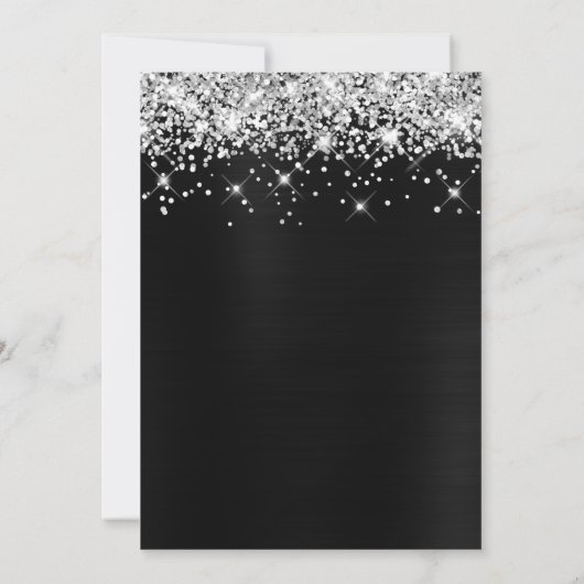 Silver Glitter Black Ombre Bold 21st Birthday Kaart (Achterkant)