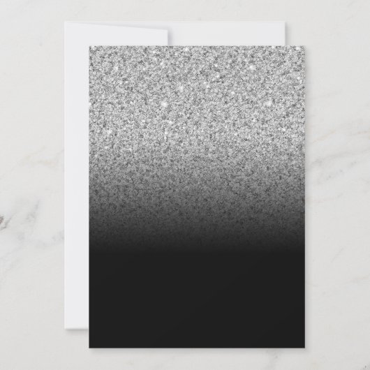 Silver Glitter Black Ombre Save The Date (Achterkant)