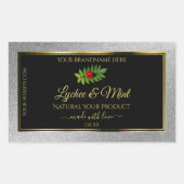 Silver Glitter Black Product Labels Ladybug Leaf (Voorkant)