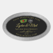 Silver Glitter Black Product Labels Ladybug Logo (Voorkant)