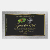 Silver Glitter Black Product Labels Ladybug Logo (Voorkant)