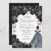 Silver Glitter Black Rozen Kaart (Voorkant / Achterkant)