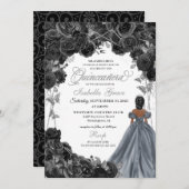 Silver Glitter Black Rozen Kaart (Voorkant / Achterkant)