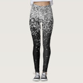 Silver Glitter Black Sparkle Leggings (Voorkant)