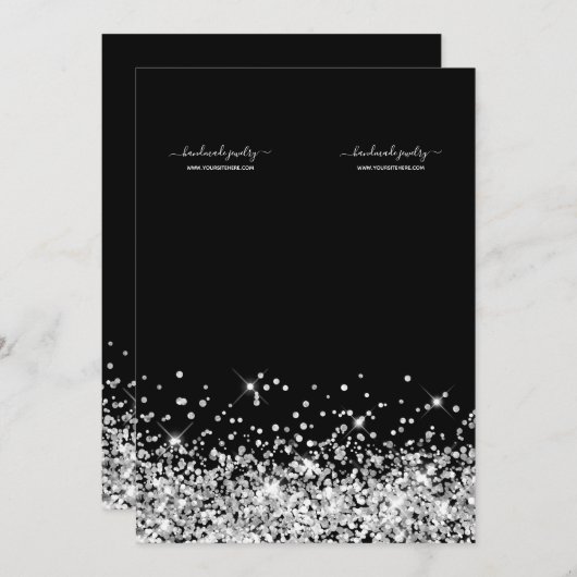 Silver Glitter Black Uncut Necklace Display Cards Kaart (Voorkant / Achterkant)