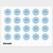 Silver Glitter Blauw Baby shower Ronde Sticker (Vel)