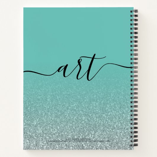 Silver Glitter Blauwgroen Girly Ombre Sketchbook N Notitieboek (Achterkant)