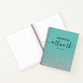 Silver Glitter Blauwgroen Girly Ombre Sketchbook N Notitieboek (Binnen)