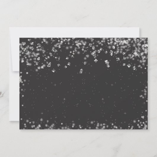 Silver Glitter Blauwgroen Jurk Tiara Dark Sweet 16 Kaart (Achterkant)