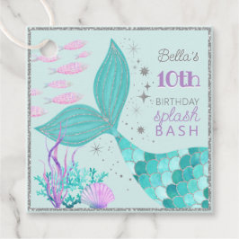 Silver Glitter Blauwgroen & Paarse Zeemeermin Onde Bedankjes Labels