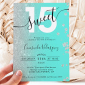 Silver glitter blauwgroen Quinceanera foto's mis q Kaart