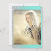 Silver glitter blauwgroen Quinceanera foto's mis q Kaart (Achterkant)