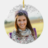 Silver Glitter Bleek Blue Quinceañera Foto Keramisch Ornament (Achterkant)