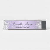 Silver Glitter Bleek Lavender Gradient Bureau Naambordje (Voorkant)
