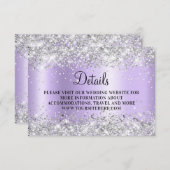 Silver Glitter Bleek Lavender Ombre Wedding Detail Informatiekaartje (Voorkant / Achterkant)