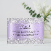 Silver Glitter Bleek Lavender Ombre Wedding Detail Informatiekaartje (Staand voorkant)