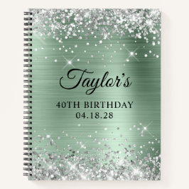 Silver Glitter Bleek Mint Folie 40th Birthday Notitieboek