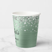 Silver Glitter Bleek Mint Folie 40th Birthday Papieren Bekers (Achterkant)