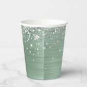 Silver Glitter Bleek Mint Folie 40th Birthday Papieren Bekers (Rechts)