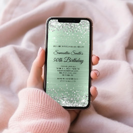 Silver Glitter Bleek Mint Folie 50th Birthday Kaart