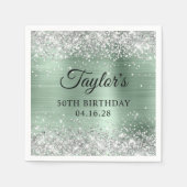 Silver Glitter Bleek Mint Folie 50th Birthday Servet (Voorkant)