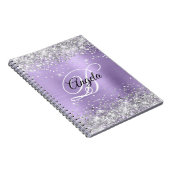 Silver Glitter Bleke Paarse Metallic Fancy Monogra Notitieboek (Rechterzijde)