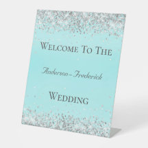 Silver Glitter Blue Elegant Weddenschap Welkomstte
