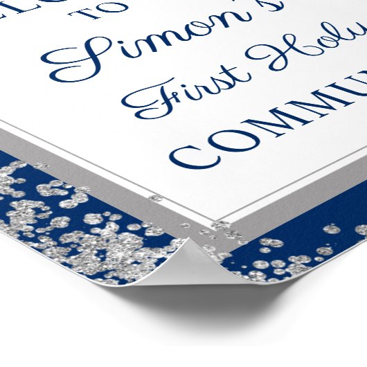 Silver Glitter Blue First Heilige Communauteit Wel Poster (Hoek)