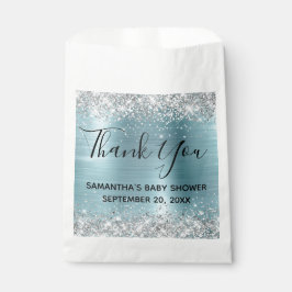 Silver Glitter Blue Foil Baby Shower Thank You Bedankzakje