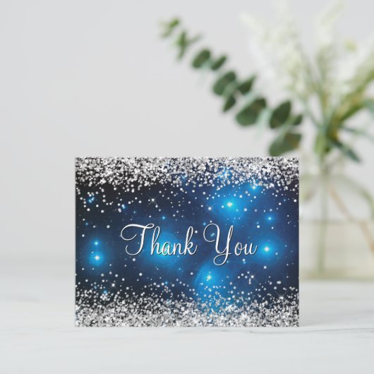 Silver Glitter Blue leiades Celestión Briefkaart (Staand voorkant)