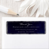 Silver Glitter Blue Navy bedankt RSVP Delicate Etiket (Insitu)
