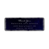 Silver Glitter Blue Navy bedankt RSVP Delicate Etiket (Voorkant)