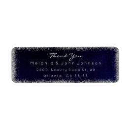 Silver Glitter Blue Navy bedankt RSVP Delicate Etiket