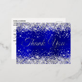 Silver Glitter Blue Ombre 21st Birthday Hartelijk  Folie Uitnodiging Briefkaart (Voorkant / Achterkant)