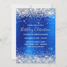 Silver Glitter Blue Ombre Birthday Celebration